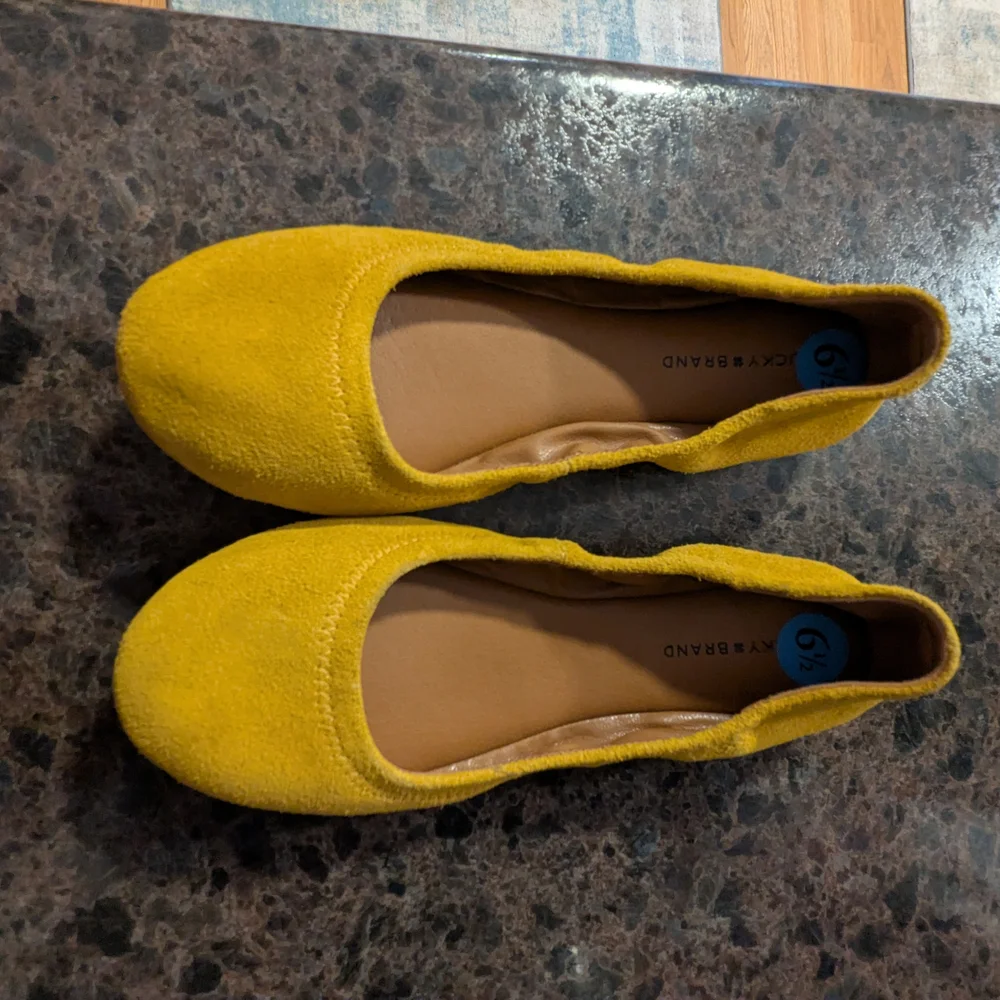 Lucky Brand Mustard Yellow Suede Flats. Like New. Size 6.5.